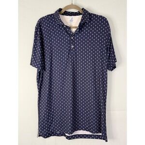 Johnnie-O Polo Shirt Mens Medium Navy For The Birdies Golf Featherweight